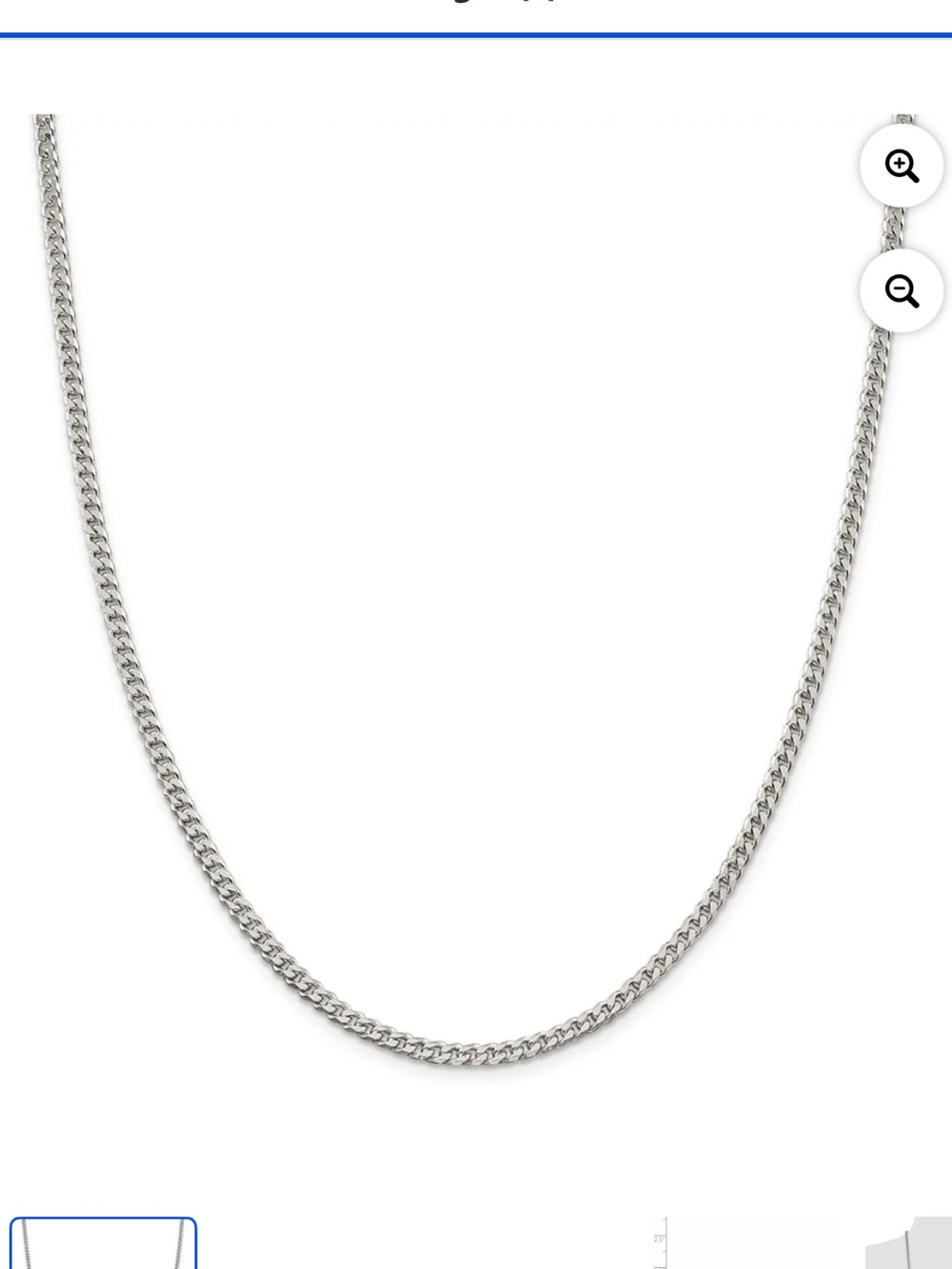925 Sterling Silver Cuban Chain Necklace - 24 inches